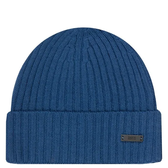 HUGO BOSS Fati_M Classic Ribbed Beanie Hat Blue