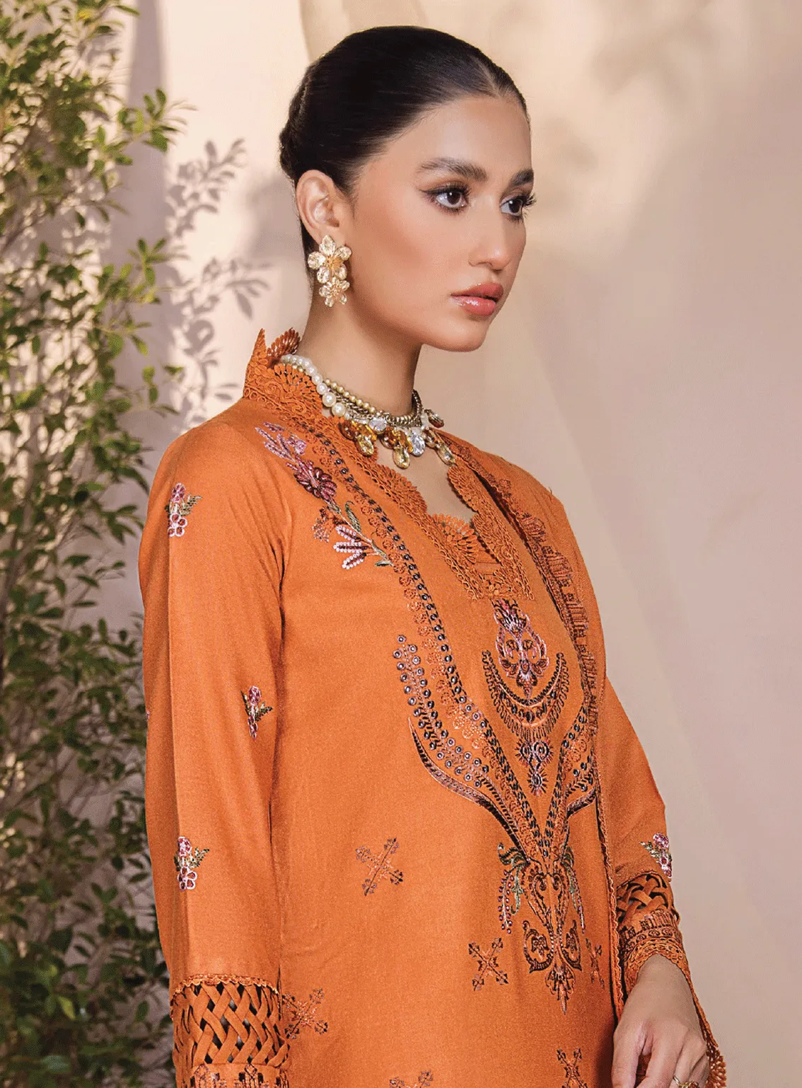 Jahan E Sukan By Humdum Embroidered Peach Unstitched 3 Piece Suit - HD23JS 09