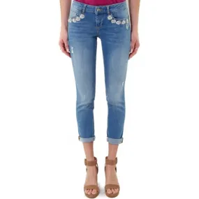 JEANS SLIM CON APPLICAZIONI GIOIELLO, BLU