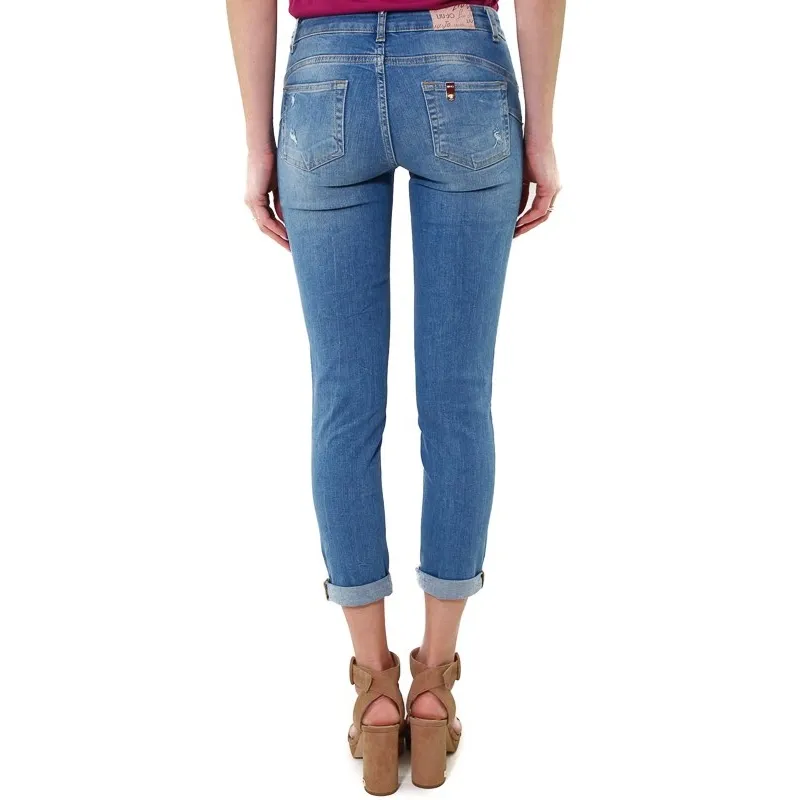 JEANS SLIM CON APPLICAZIONI GIOIELLO, BLU