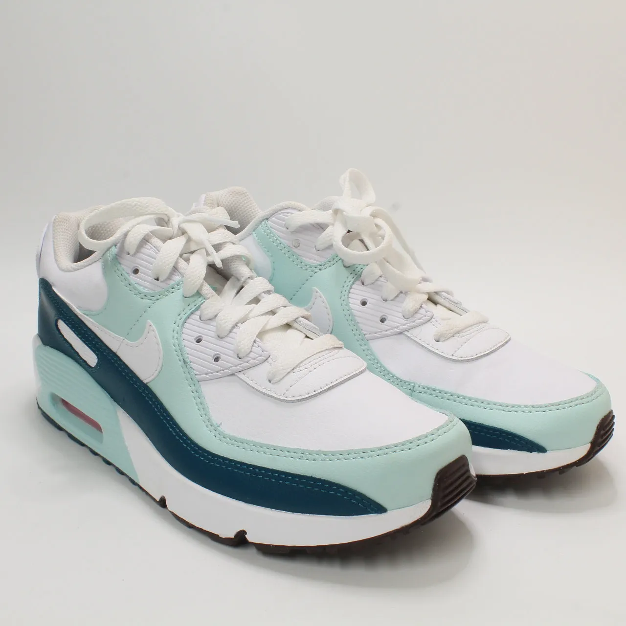 Kids Nike Air Max 90 Gs White White Jade Ice Geode Teal Uk Size 5.5