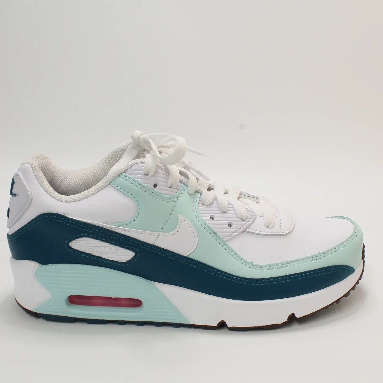 Kids Nike Air Max 90 Gs White White Jade Ice Geode Teal Uk Size 5.5