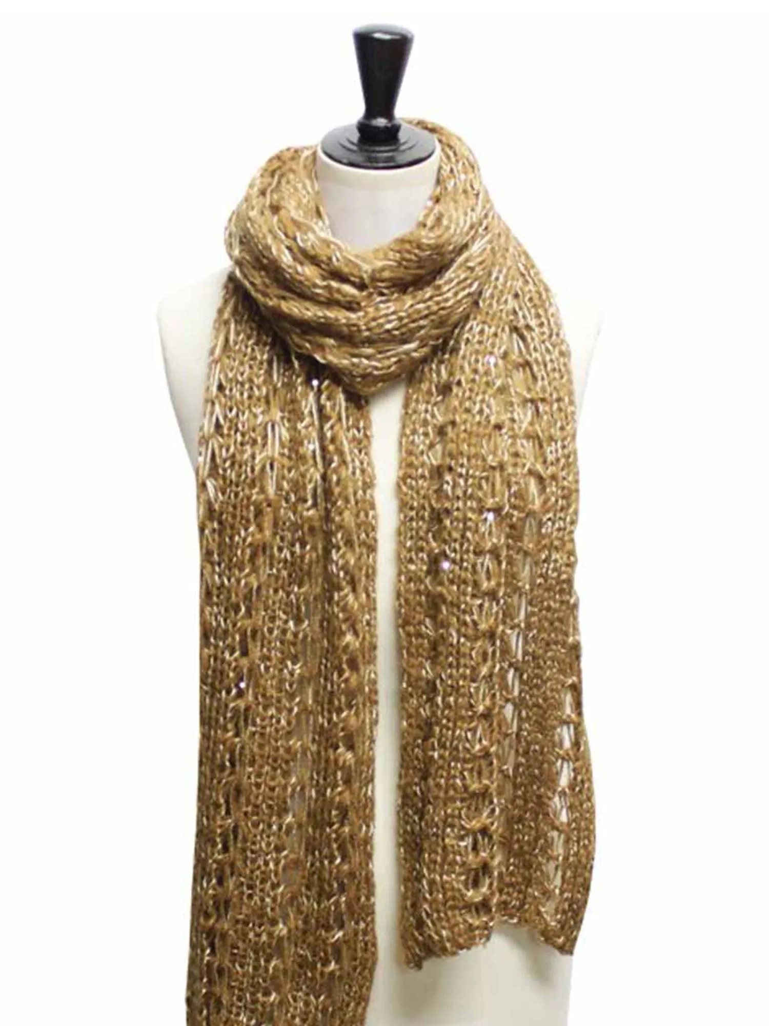 Knit Long Scarf With Sequin Accents