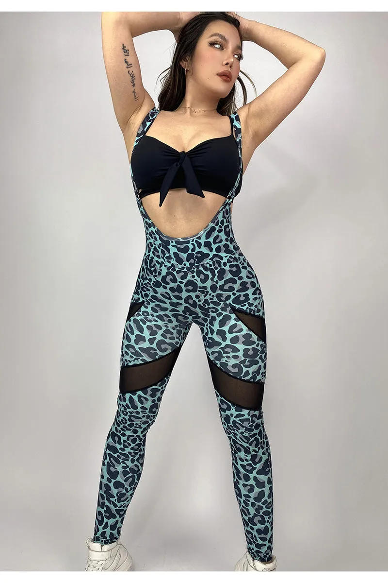 La Fitwear Suspension Legging Leo Mesh Blue Leopard