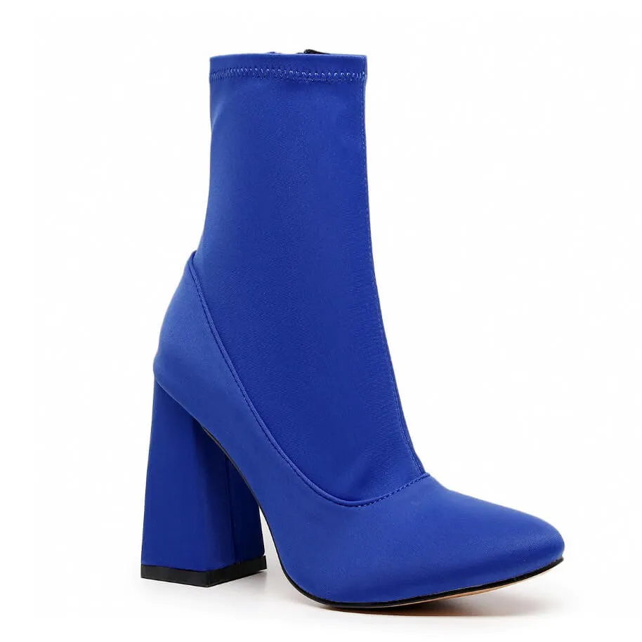 La Gogo Ankle Boot - Blue Lycra - Rubber Sole