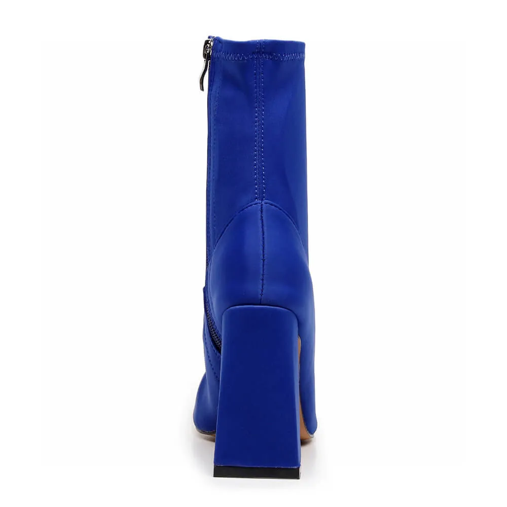 La Gogo Ankle Boot - Blue Lycra - Rubber Sole