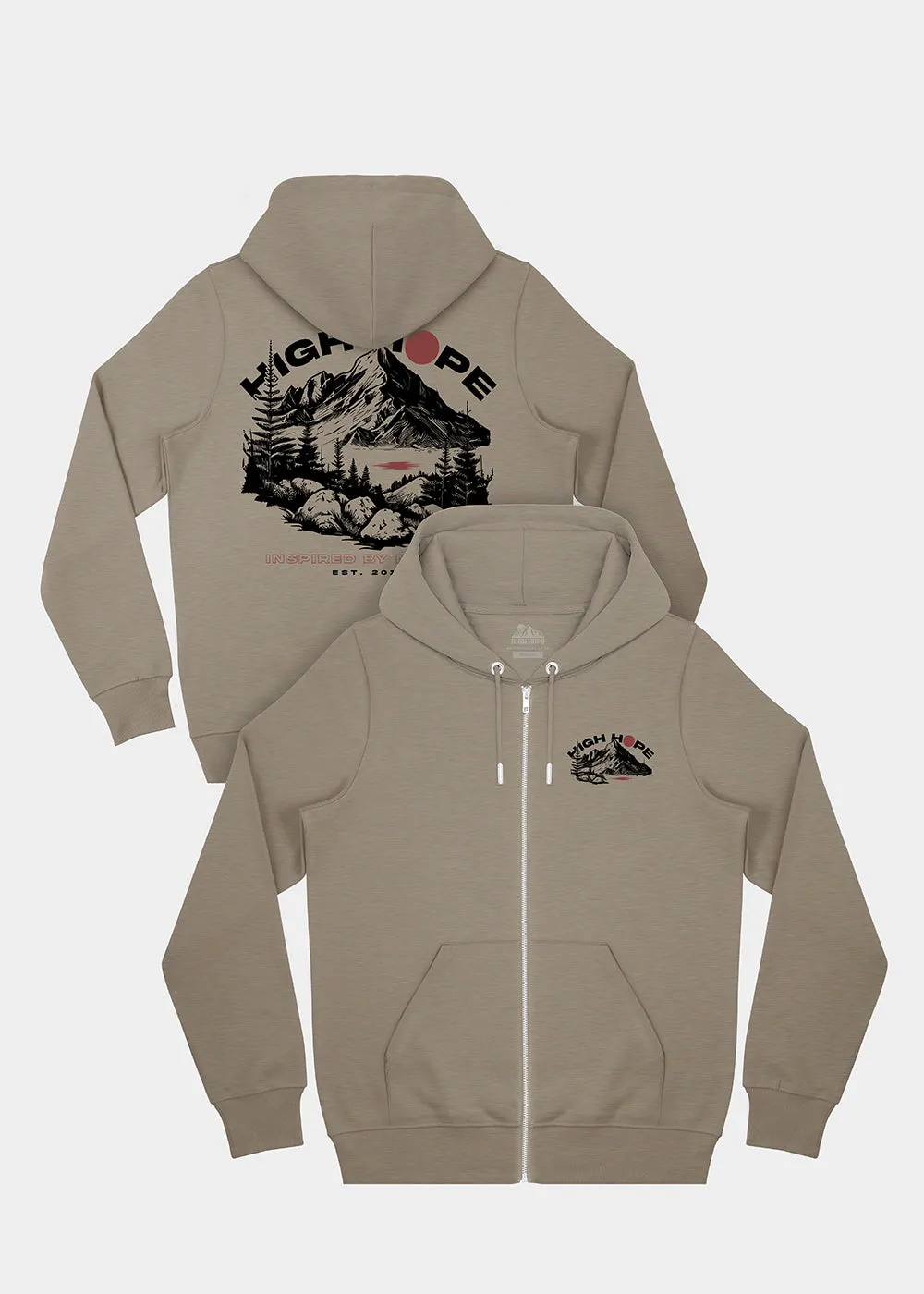 Lake Scene Zip Hoodie / Back Print