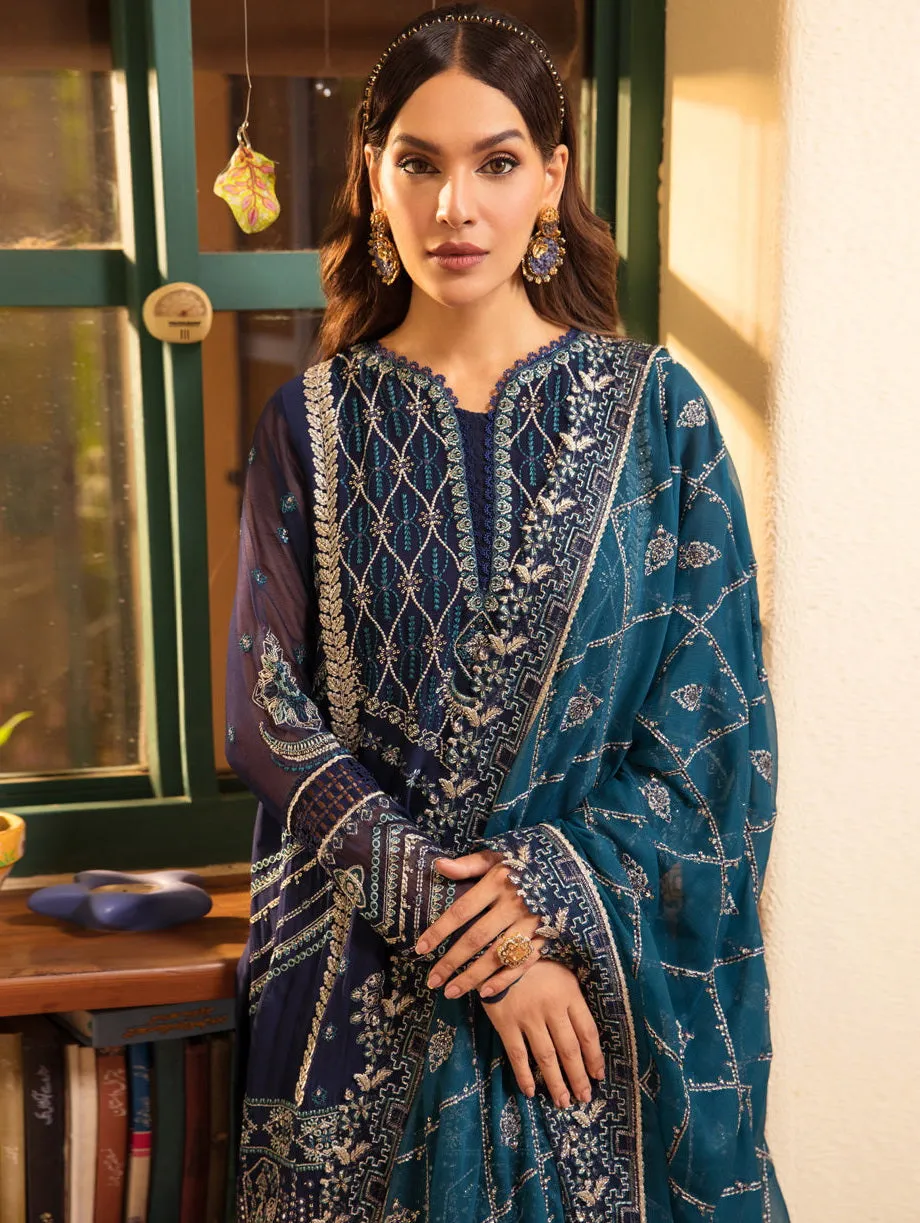 LaMode by Xenia Formals Unstitched Chiffon 3Pc Suit D-04 CELESTE