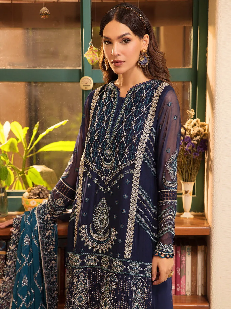 LaMode by Xenia Formals Unstitched Chiffon 3Pc Suit D-04 CELESTE