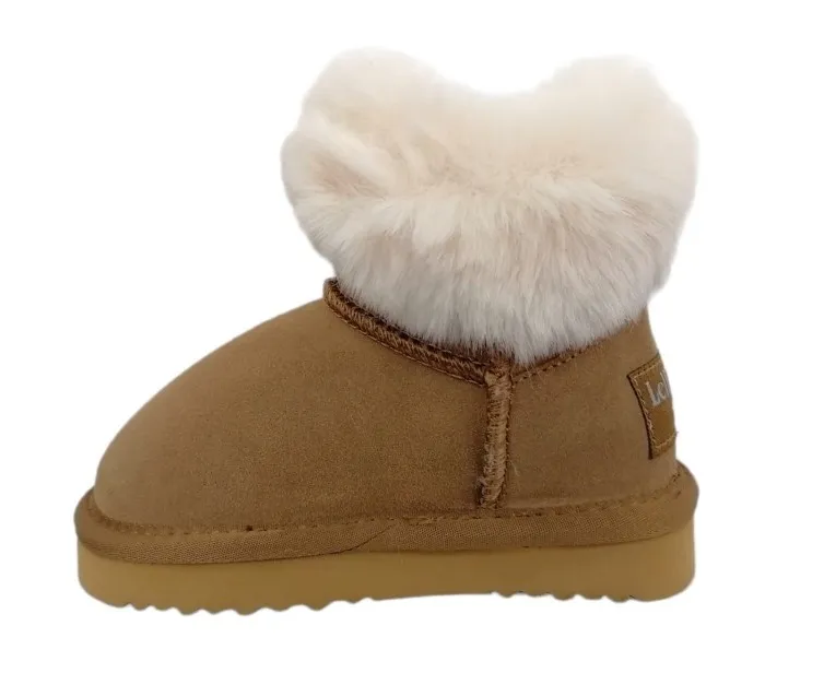 LELLI KELLY GIRLS LK 2264 OLIVIA  DECORATIVE HEART SUEDE FUR BOOTS MARRONE