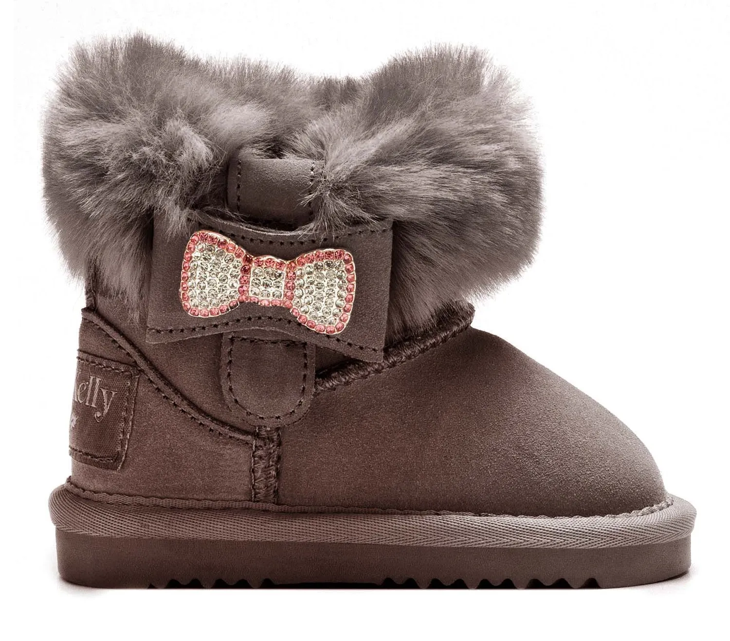 LELLI KELLY GIRLS LK 3764 CATHRINE DECORATIVE BOW SUEDE FUR BOOTS GREY