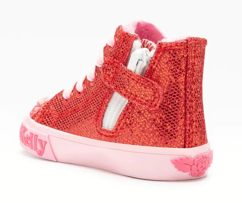 Lelli Kelly LK 3859 Dafne Red Glitter Fur Lined Baby Boots HI-Top