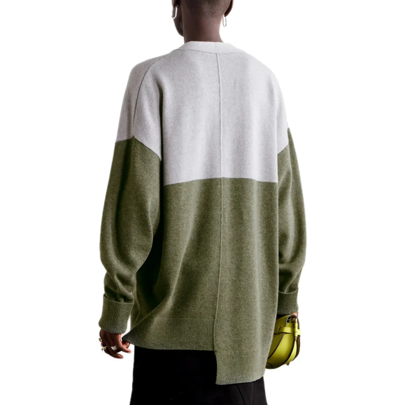 LOEWE  |Wool Blended Fabrics Long Sleeves Oversized Logo Asymmetry