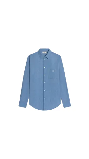 Loose Shirt In Chambray Cotton - Indigo Rinse