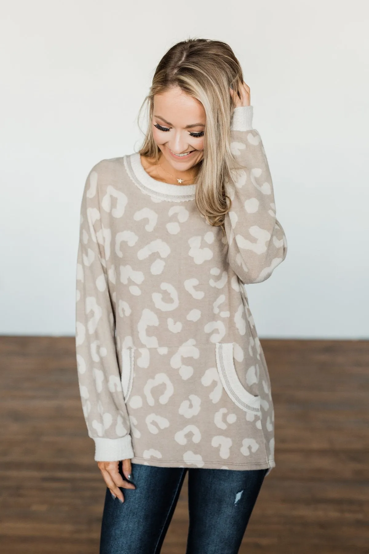 Lost Without You Leopard Top- Light Taupe