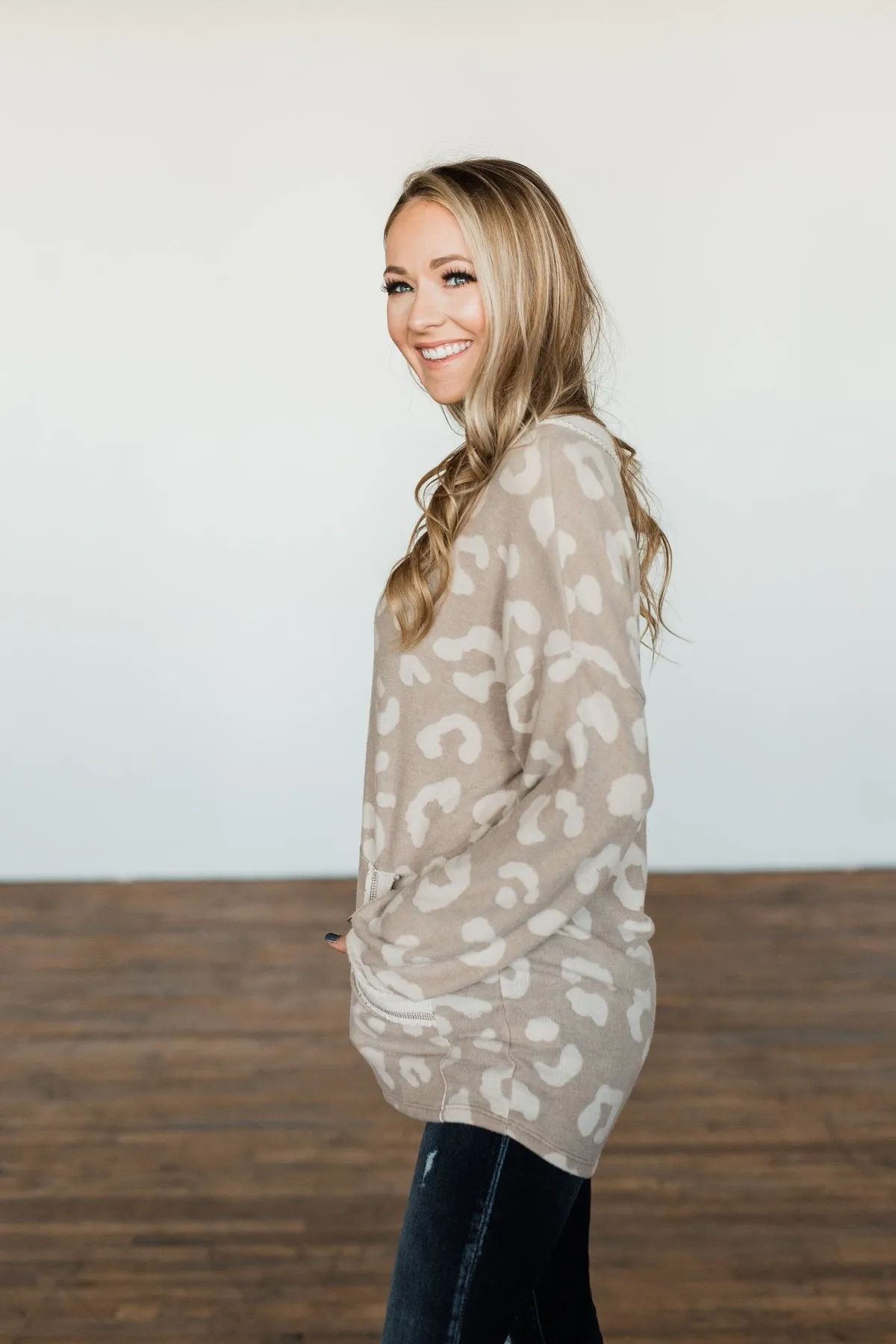 Lost Without You Leopard Top- Light Taupe