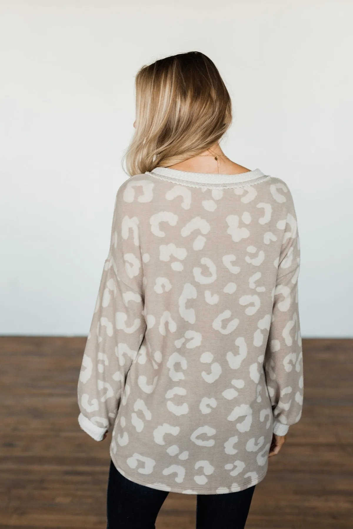 Lost Without You Leopard Top- Light Taupe