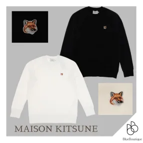 MAISON KITSUNE  |Long Sleeves Plain Logo Designers Sweatshirts