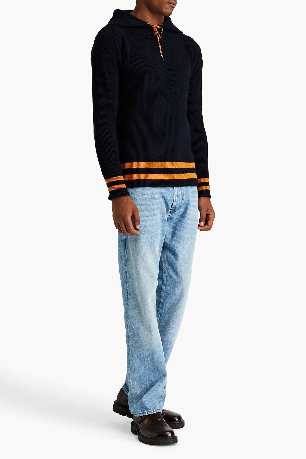 Maison Margiela  |Wool Bi-color Long Sleeves V-neck & Crew neck