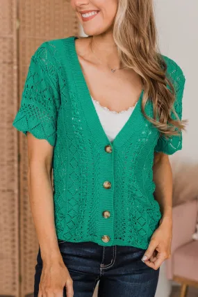 Make A Memory Half Sleeve Knit Cardigan- Emerald Green