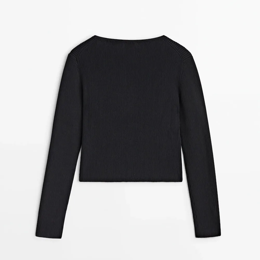 Massimo Dutti  |Casual Style Rib Long Sleeves V-neck & Crew neck