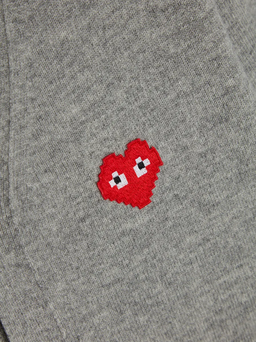 Men Red Heart Cardigan Light Grey, Light Grey