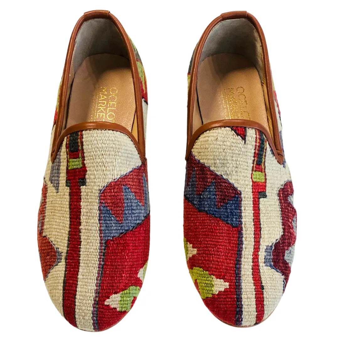 Men's Turkish Kilim Loafers | Red & Cream