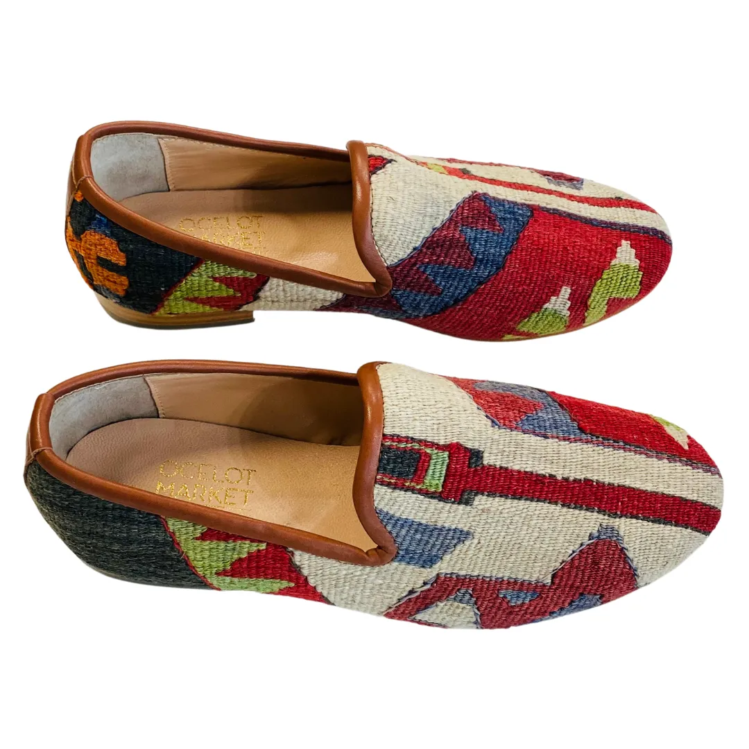 Men's Turkish Kilim Loafers | Red & Cream