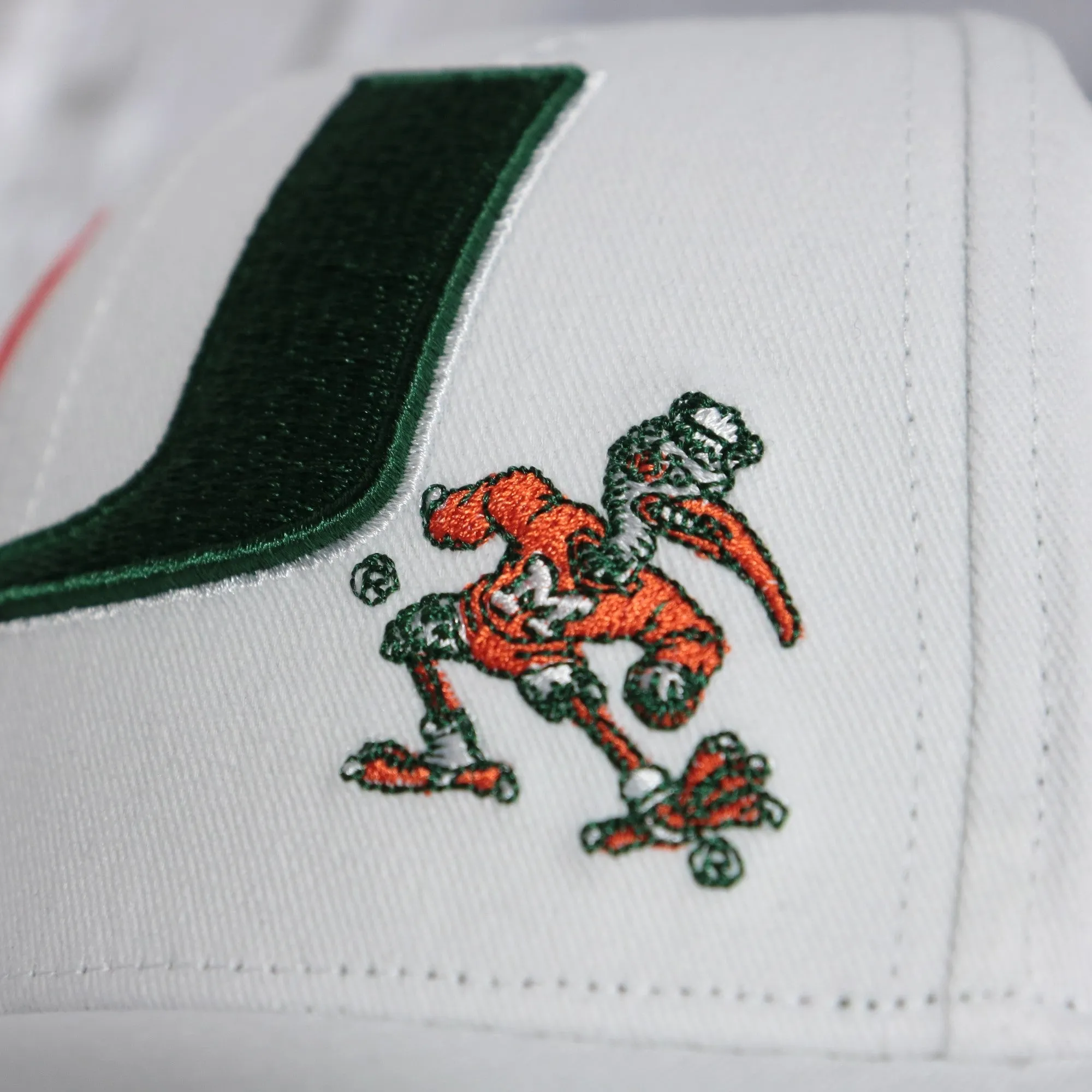 Miami Hurricanes NCAA All in Pro Green Bottom | White Snapback Hat