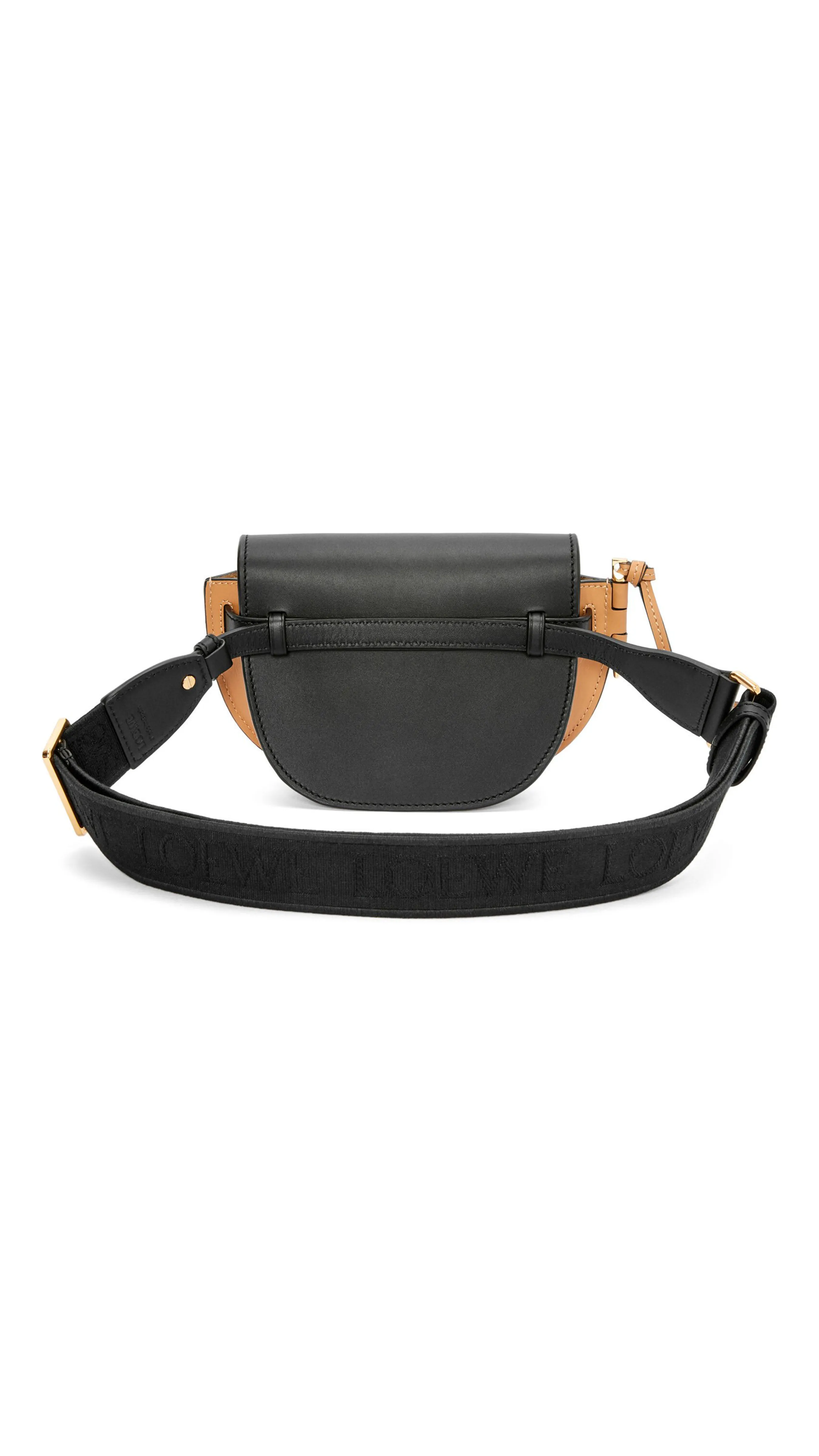 Mini Gate Dual Bag in Soft Calfskin and Jacquard - Black/Warm Desert