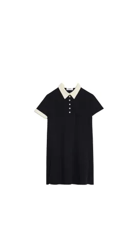 Mini Polo Dress In Viscose Sablé - Black