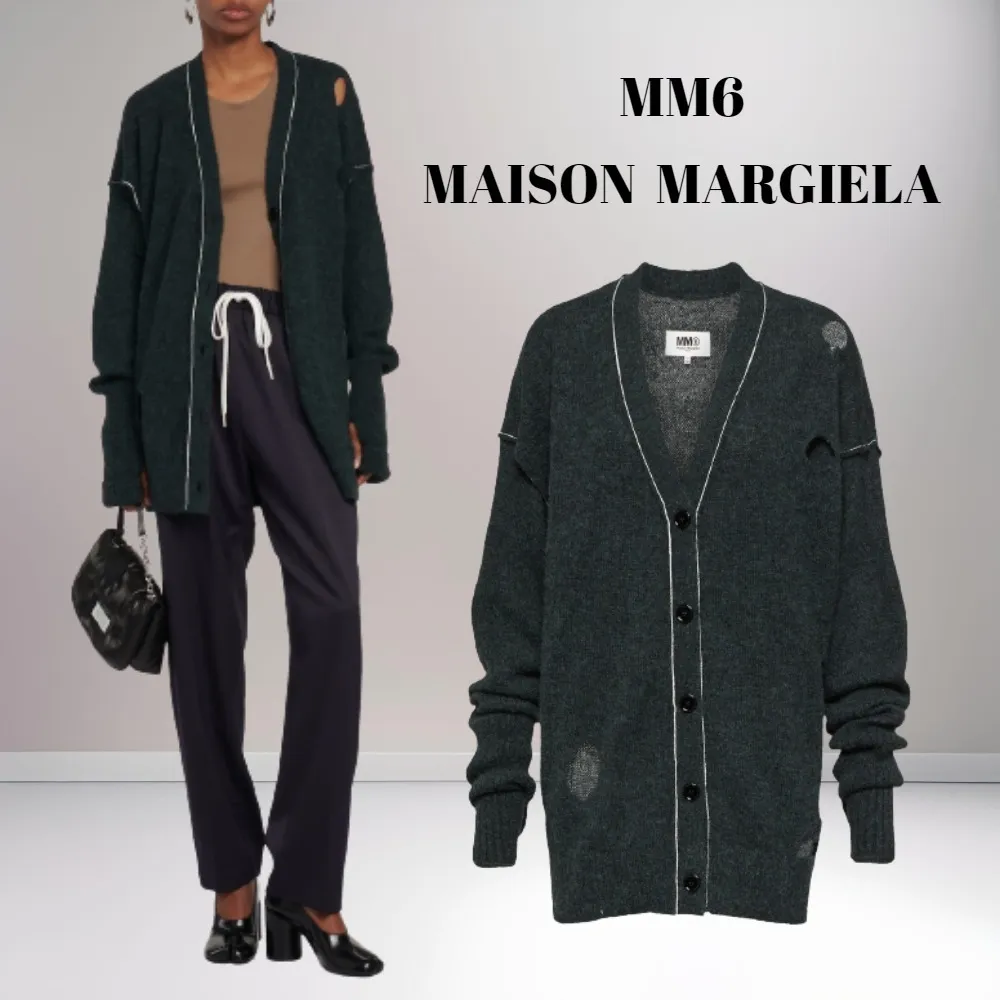 MM6 Maison Margiela  |Casual Style Wool Long Sleeves Cotton Oversized Cardigans