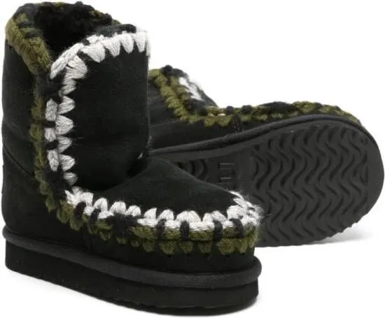 Mou Kids Eskimo contrast-stitching snow boots Black