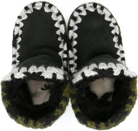 Mou Kids Eskimo contrast-stitching snow boots Black