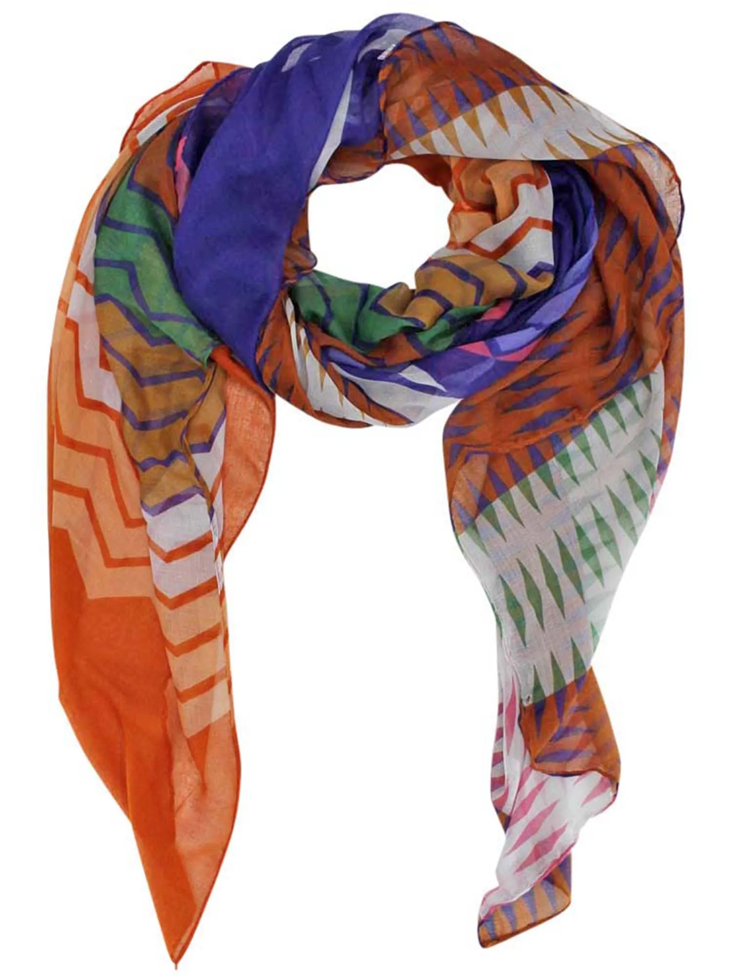 Multicolor Chevron Print Scarf