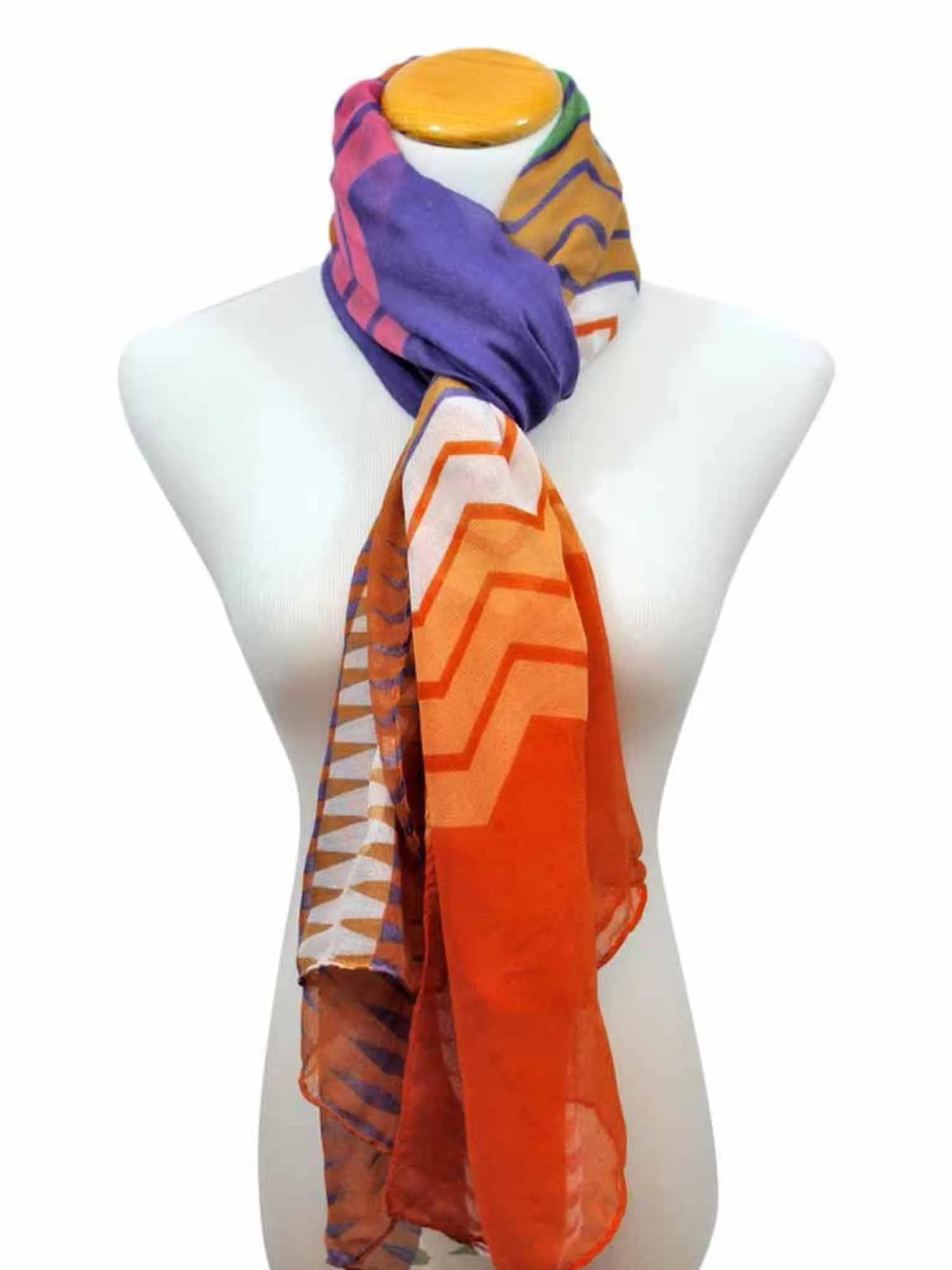 Multicolor Chevron Print Scarf