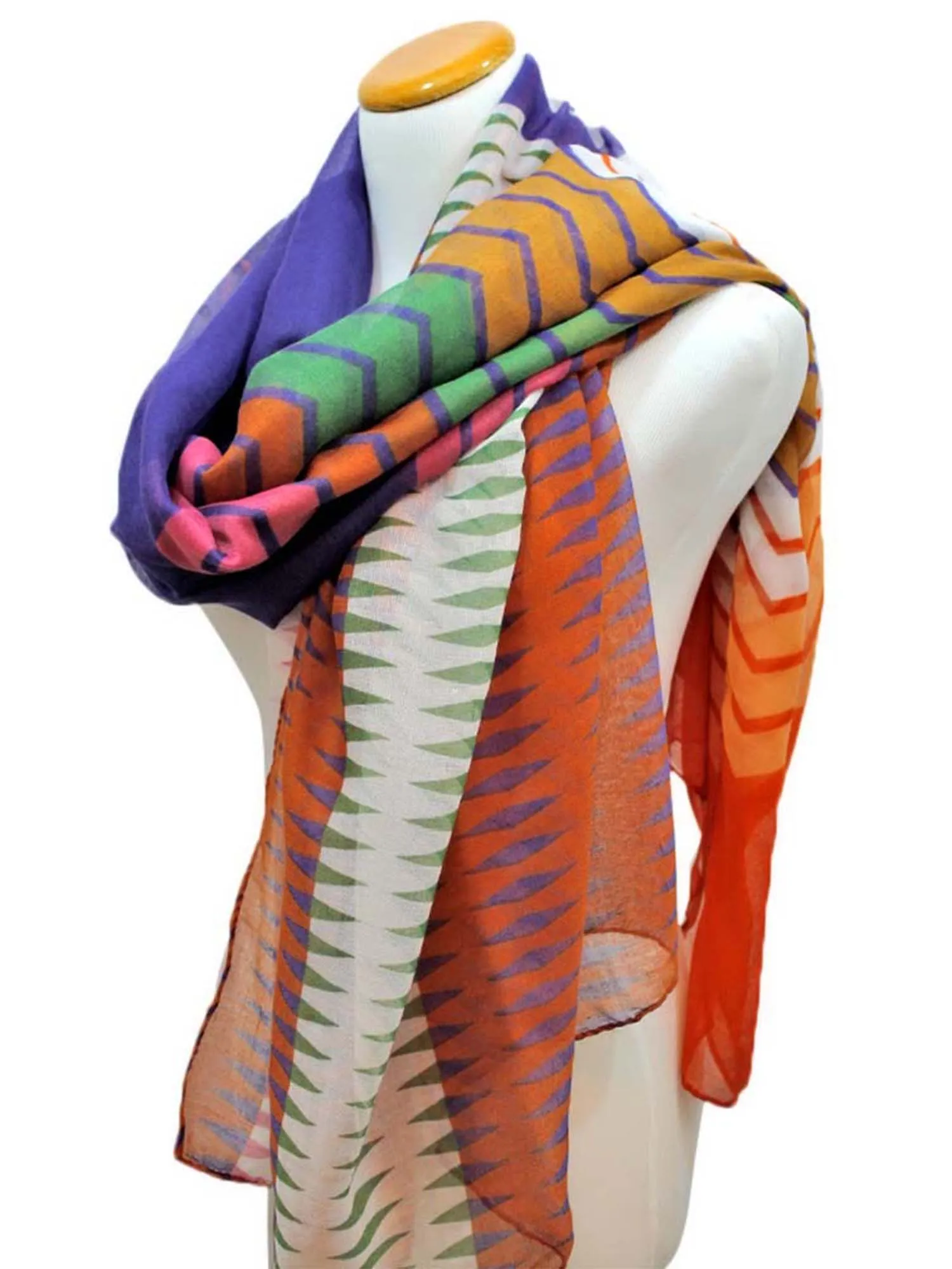 Multicolor Chevron Print Scarf