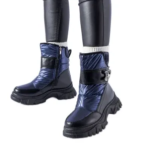 Navy blue snow boots with a massive Carta sole black