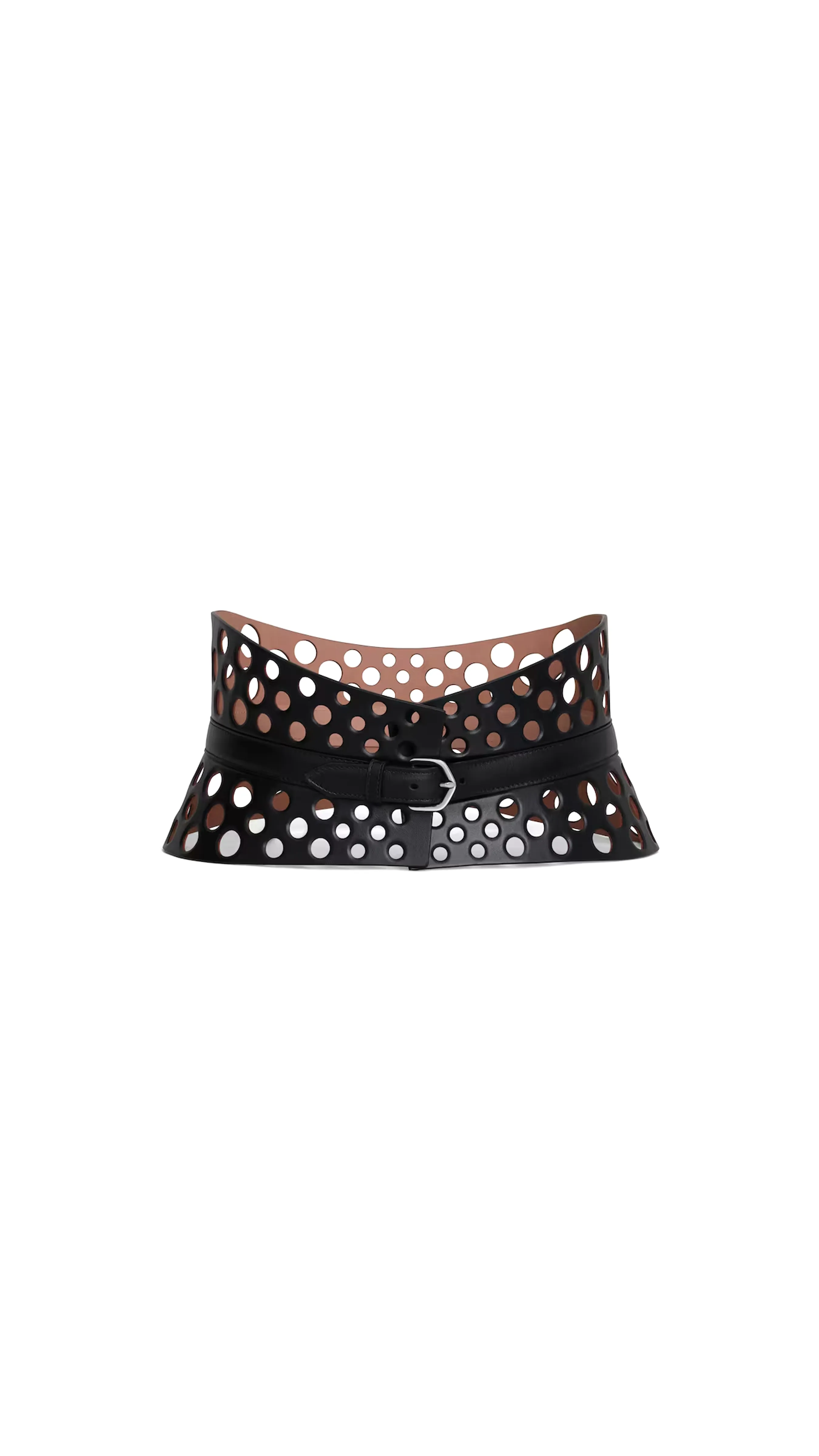 Neo Bustier Belt In Perforated Calfskin - Black