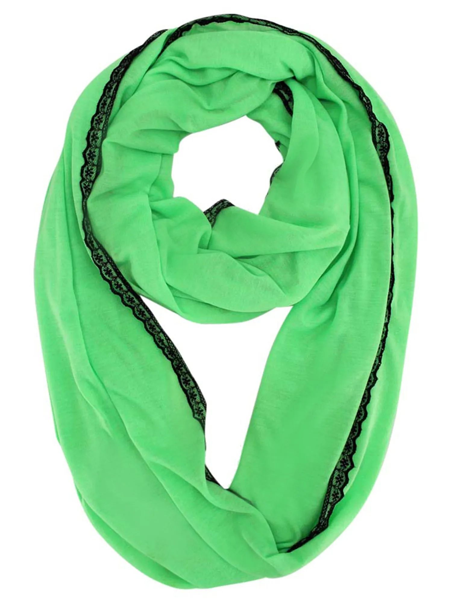 Neon Infinity Scarf With Lace Trim