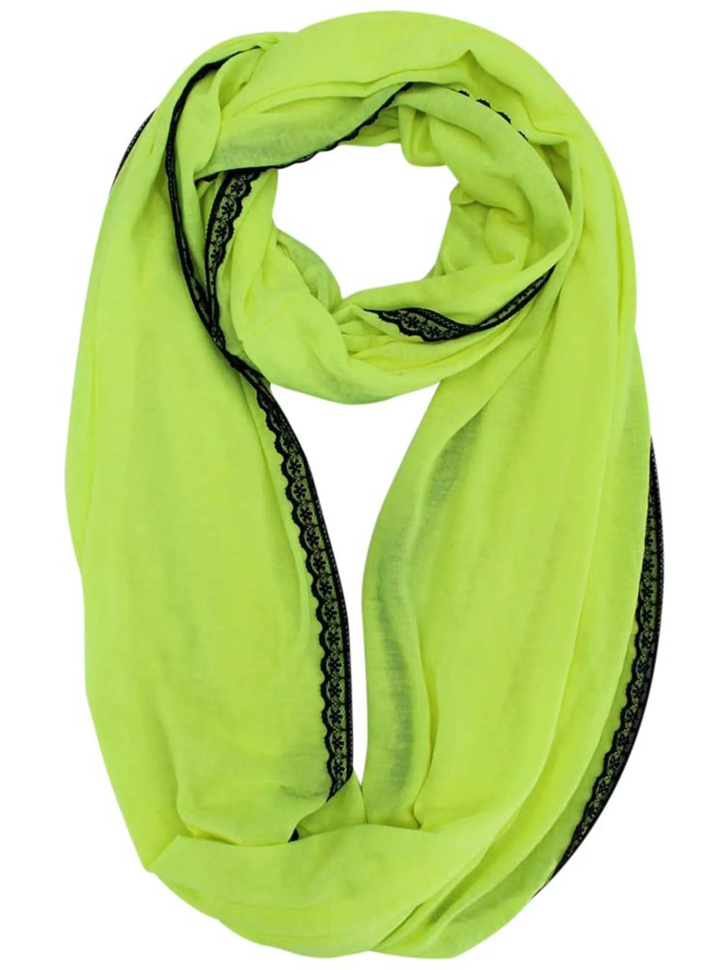 Neon Infinity Scarf With Lace Trim