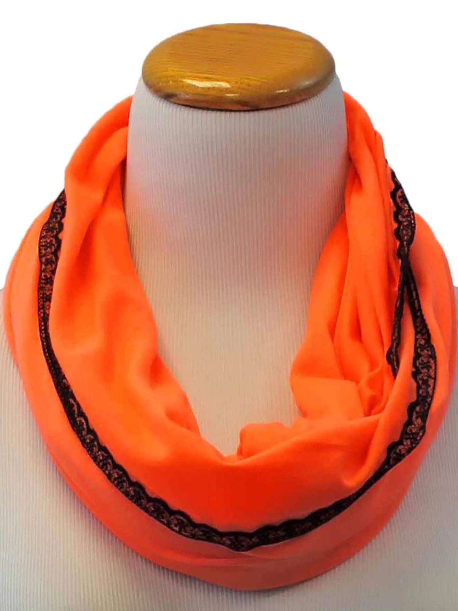 Neon Infinity Scarf With Lace Trim