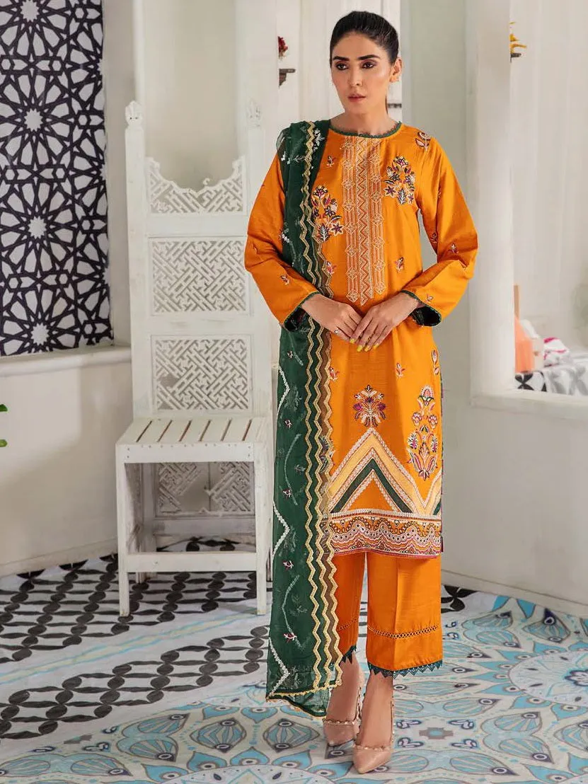 Noir by Humdum Embroidered Slub Linen Unstitched 3Pc Suit D-05