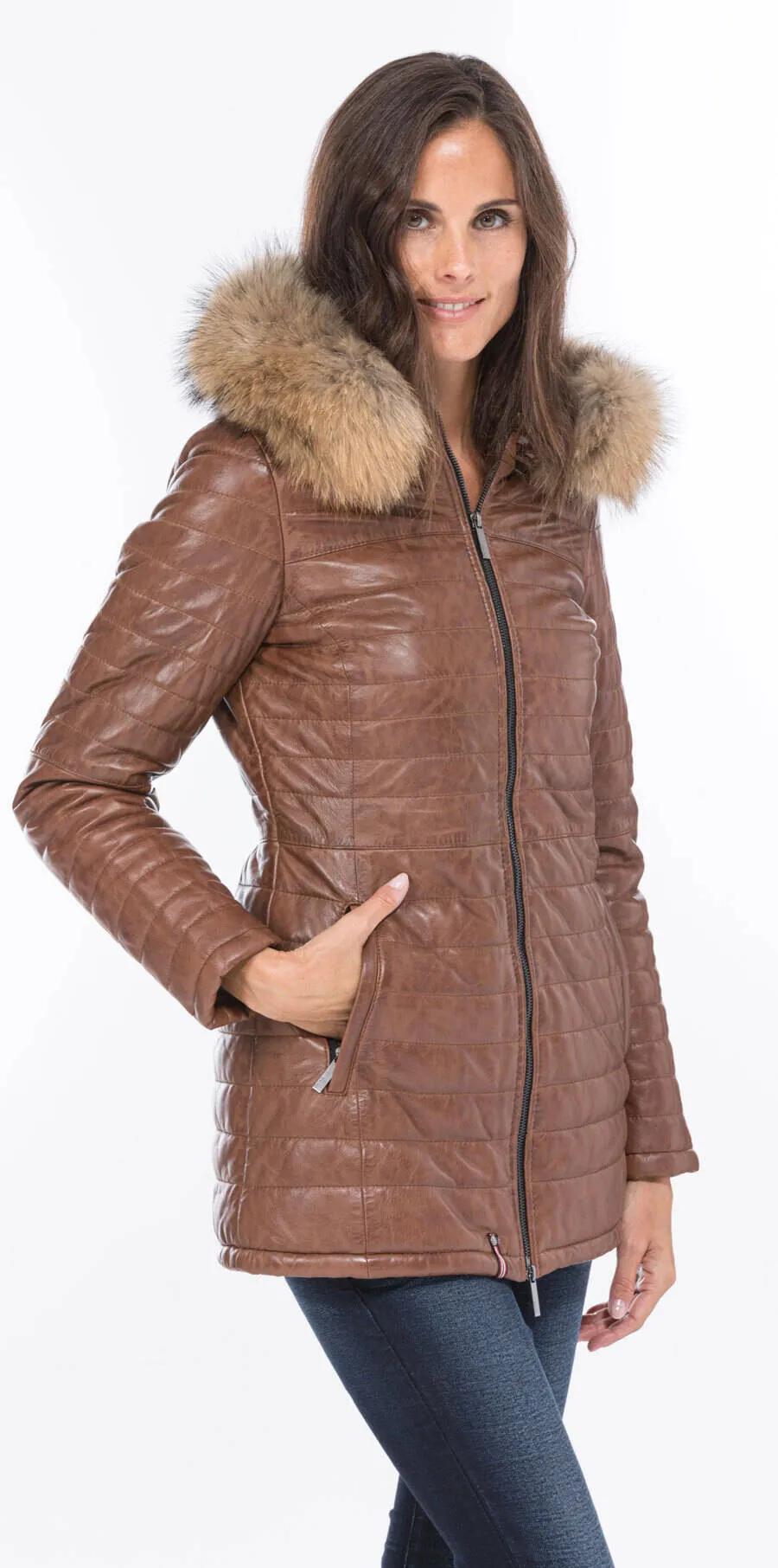 Oakwood cognac leather down jacket 62592