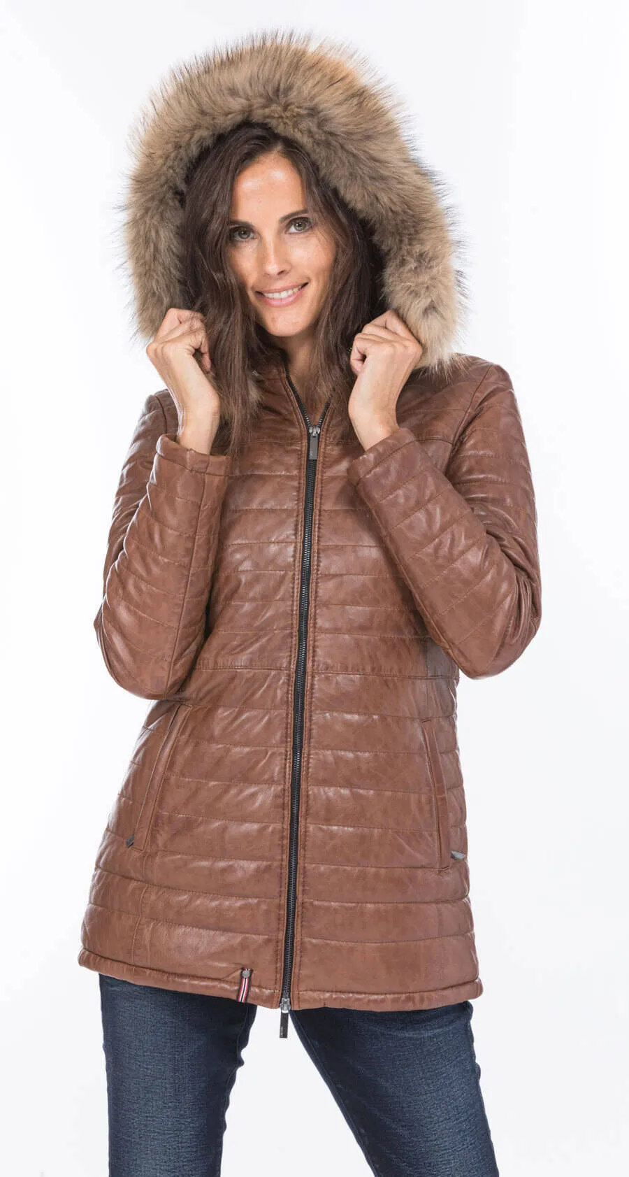 Oakwood cognac leather down jacket 62592