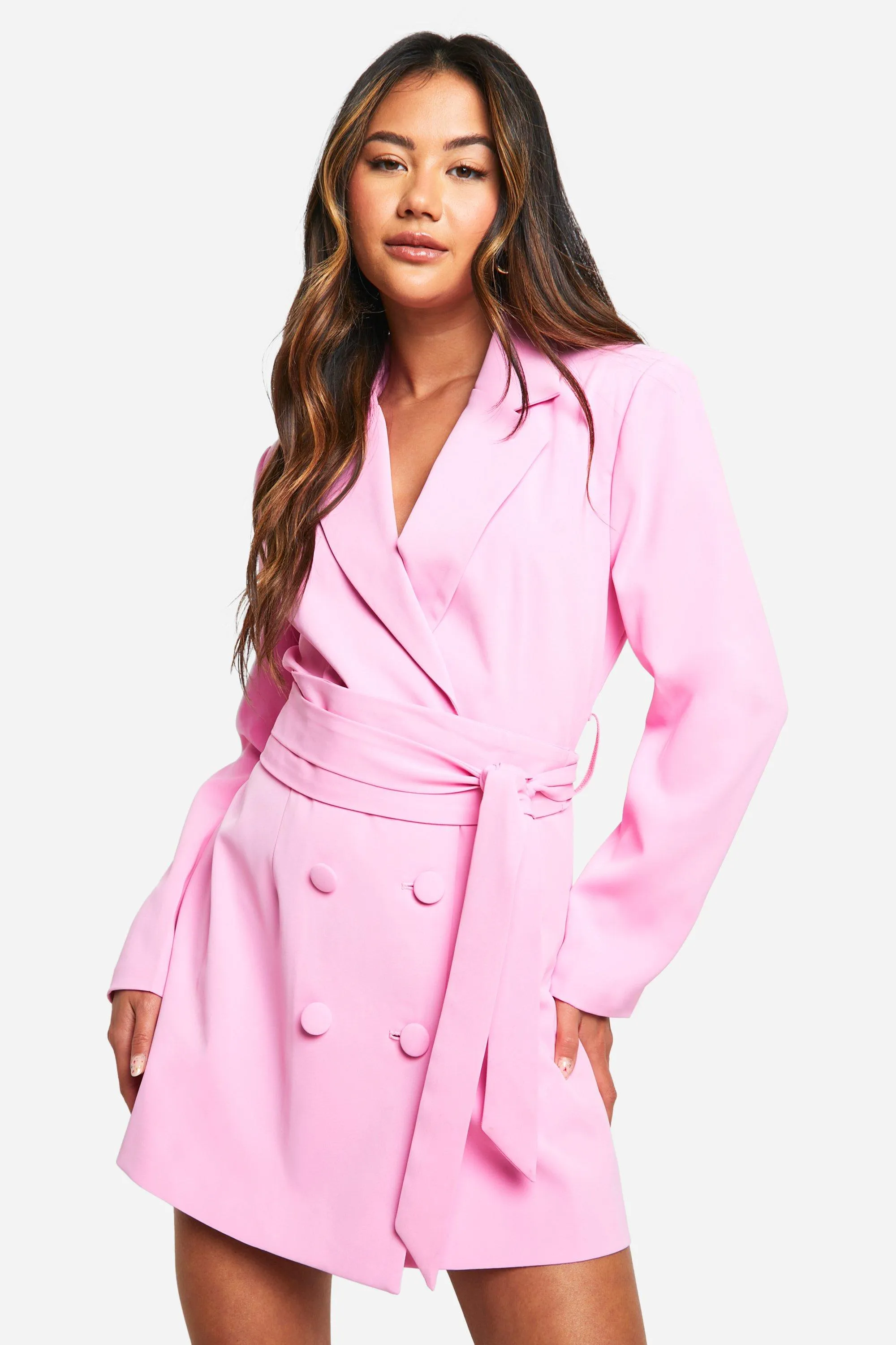 Obi Tie Waist Tailored Blazer Dress