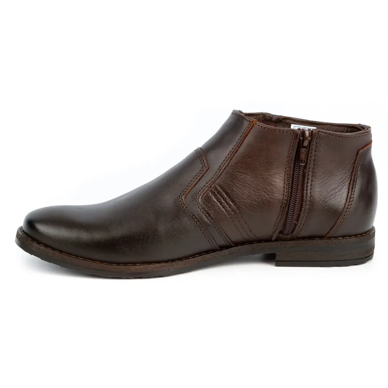 Olivier Men's leather winter boots Jodhpur boots 903KZ brown