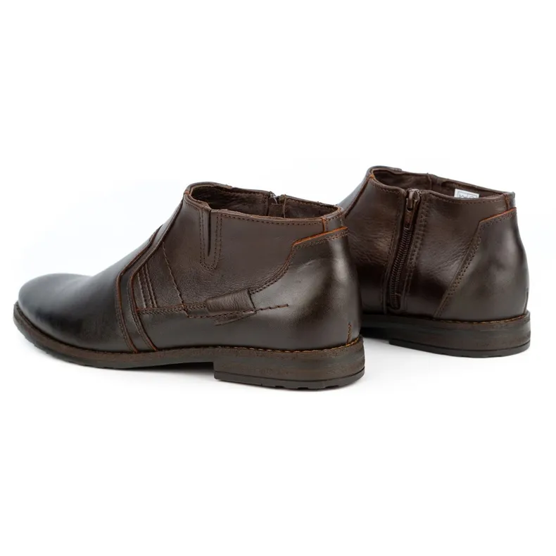 Olivier Men's leather winter boots Jodhpur boots 903KZ brown