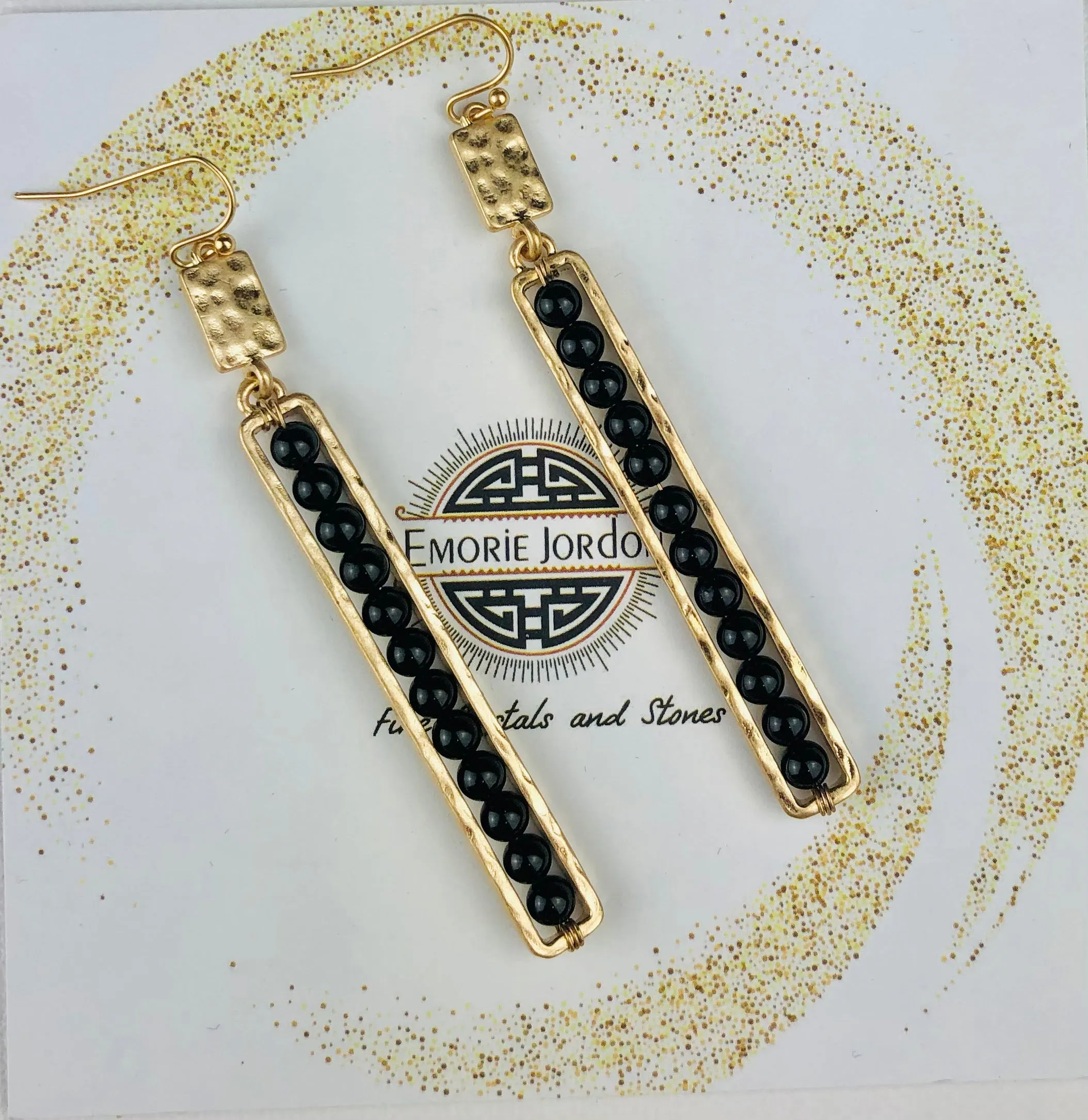 Onyx Vertical Beaded Earrings