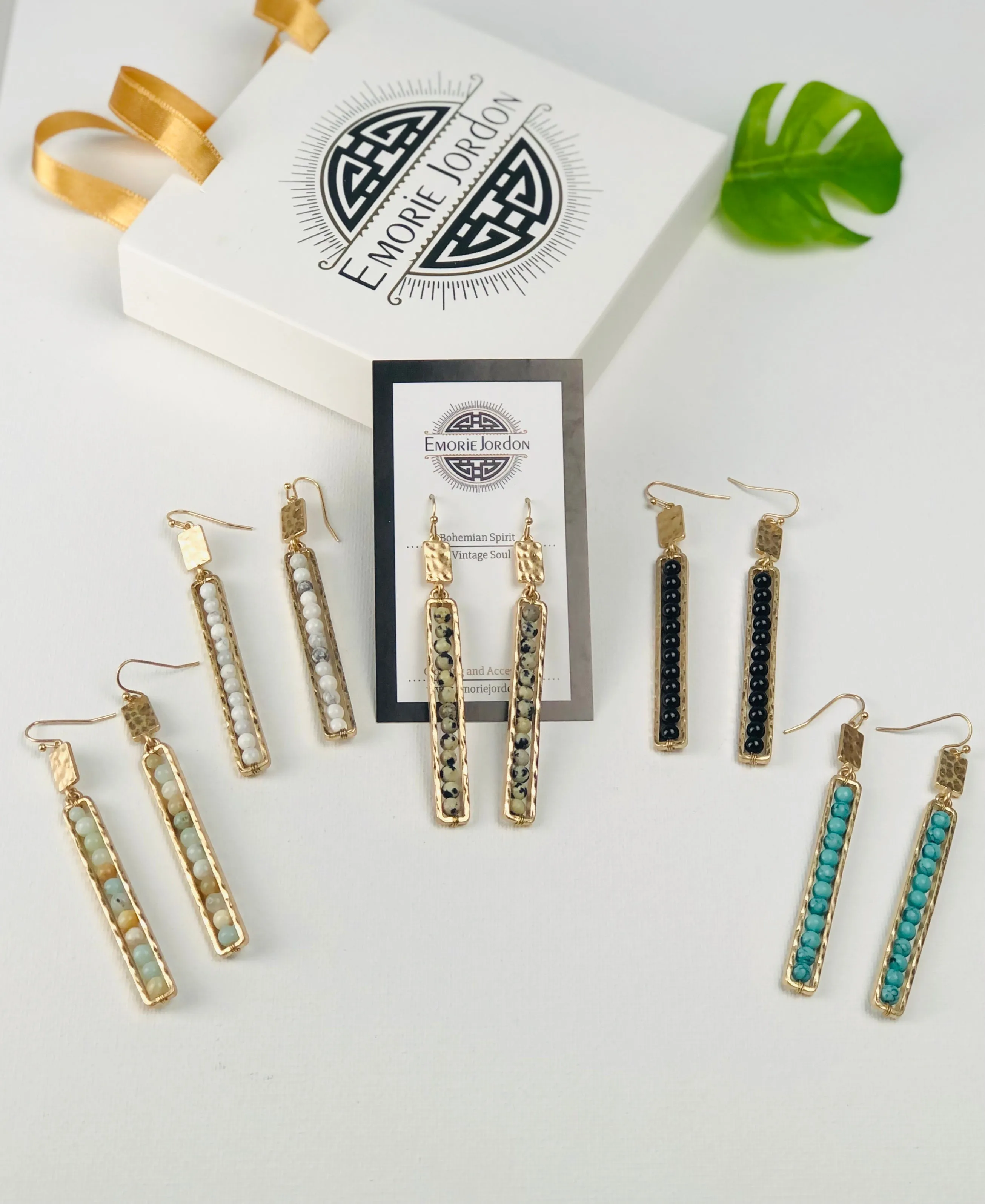 Onyx Vertical Beaded Earrings